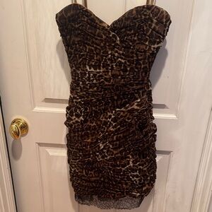 BCBG Strapless NWT Brown Leopard Dress